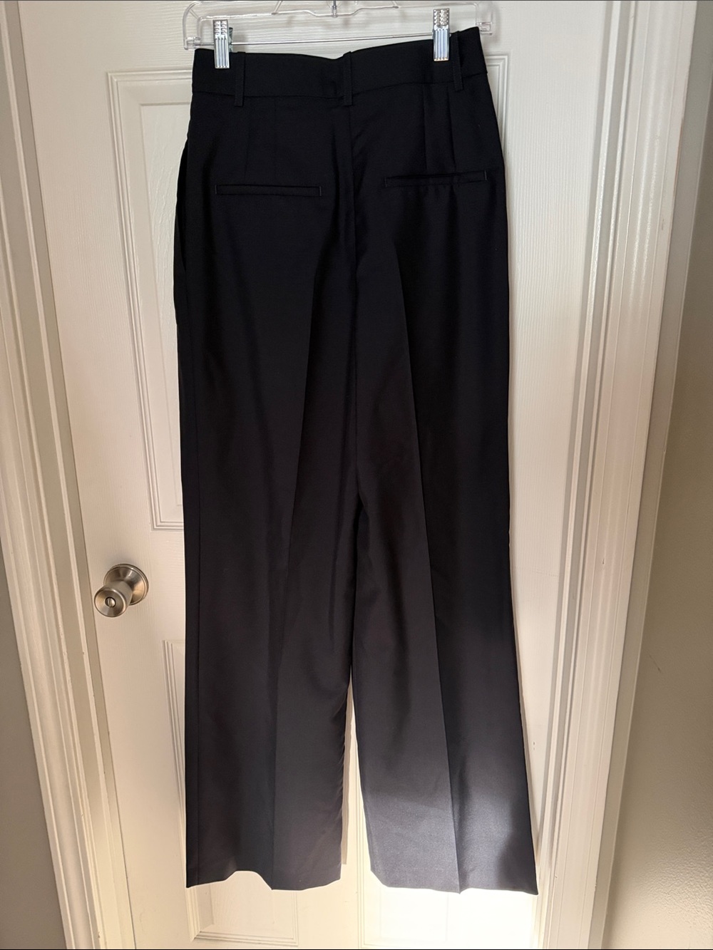 Rohe Navy Mid Waisted Tailored Wide-Leg Trousers size 34 - Picture 3 of 8